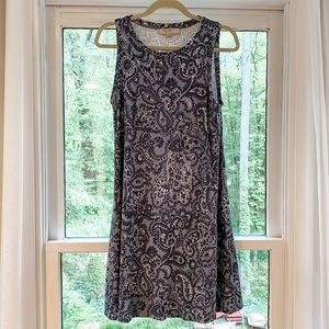 LOFT Sleeveless A-Line Blue and White Dress Size Medium